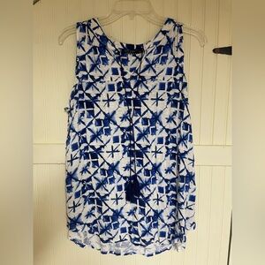 Max Jeans Navy and White Patterned Tank Top